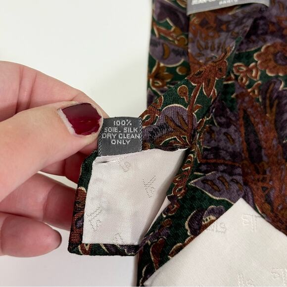 Jean-Louis Scherrer Silk Tie Adjustable Pointed Floral Print Mens One Size - Picture 6 of 7